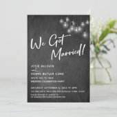 黒板 エジソン電球 モダン 結婚しました 招待状 (スタンド正面)