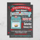 黒板"オーブンでパン"赤ちゃんシャワー招待状 招待状 (正面/裏面)