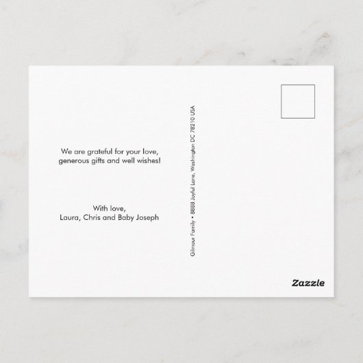 黒板 カスタム フォト ベイビー ボーイ シャワー ありがとう ポストカード (裏面)