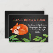 黒板 |キツネ |本を持って来る |赤ちゃんシャワー 招待状 (正面/裏面)