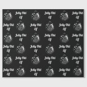 黒板 – サンタ – 黒 ラッピングペーパー (フラット)