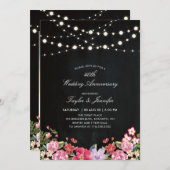 黒板 & ストリングライト 40周年 結婚記念日 招待状 (正面/裏面)