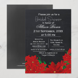 黒板 ポインセチア 冬 ブライダルシャワー 招待状