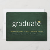 黒板 ミニマル 卒業写真 卒業パーティー 招待状 (正面)