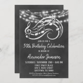 黒板 ミュージック バースデー パーティー 招待状 大人 (正面/裏面)