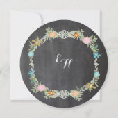 黒板 ミント ピンク 水色 花のガーランド 結婚式 セーブザデート (裏面)