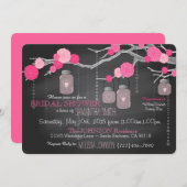 黒板、メイスンジャーとバラブライダルシャワー 招待状 (正面/裏面)