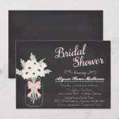 黒板 メイソンジャー 結婚前お披露目 招待状 ピンク (正面/裏面)