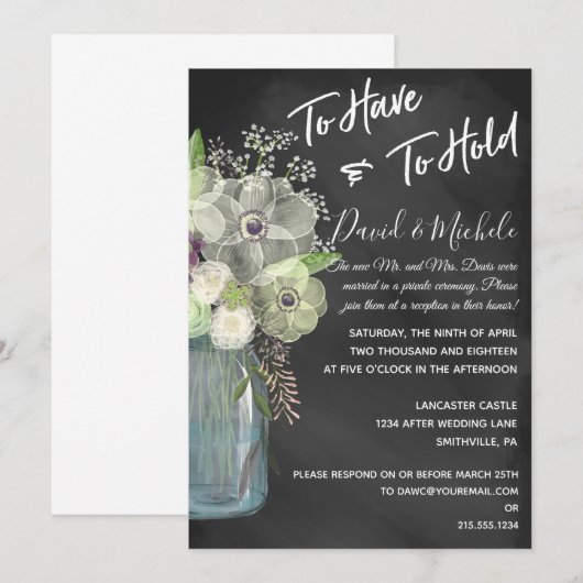 黒板　メイソンジャー／結婚式後招待状 招待状 (正面/裏面)