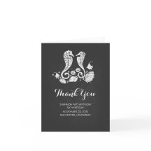 黒板 モダン ビーチ ウェディング 感謝カード