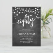 黒板 モノクロ 80歳の誕生日パーティー 招待状 (スタンド正面)