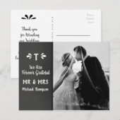 黒板 モノグラム 結婚式 感謝 フォト ポストカード (正面/裏面)