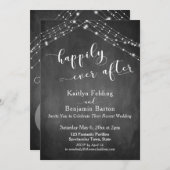 黒板 ライト カリグラフィー ハッピーエバーアフター 招待状 (正面/裏面)