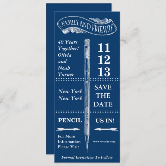 黒板 ヴィンテージ風 セーブ・ザ・デート アニバーサリー (正面/裏面)