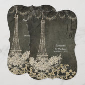 黒板 ヴィンテージ パリ パリのカップル シャワー 招待状 (正面/裏面)