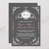 黒板 ヴィンテージ 中世 ウェディング 招待状 (正面/裏面)