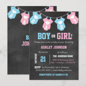 黒板 性別発表パーティー ベビーシャワー 招待状 (正面/裏面)