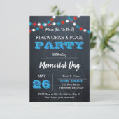 黒板 愛国的な ライト パーティー ご招待 招待状 (スタンド正面)