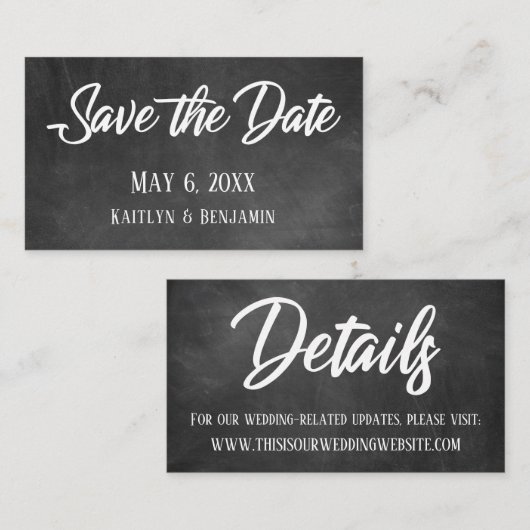 黒板、日付と詳細の挿入を保存 名刺 (正面/裏面)