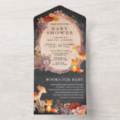 黒板 木の森の動物 ベビーシャワー オールインワン招待状 (内側)