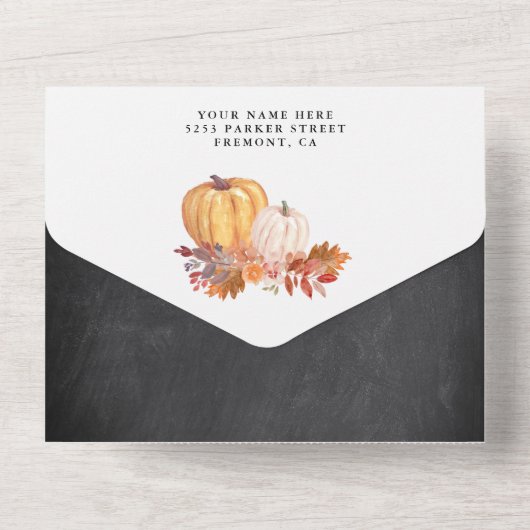 黒板 木の森の森の動物 ベビーシャワー オールインワン招待状 (裏面)