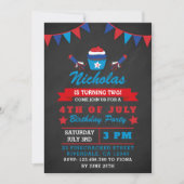 黒板 独立記念日 誕生日パーティー招待状 招待状 (正面)