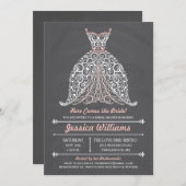 黒板-花嫁をここに来ます! ブライダルシャワー 招待状 (正面/裏面)