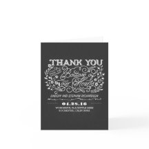 黒板 花柄 かわいい 結婚式 お礼カード