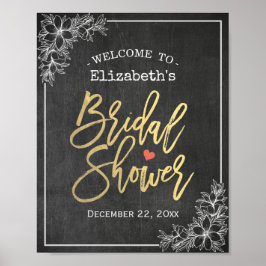 黒板 花柄 ブライダルシャワー ウェルカム レセプション ポスター