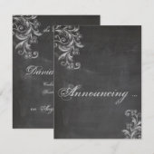 黒板 花柄 結婚発表 案内状 (正面/裏面)