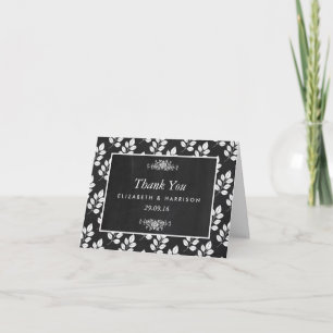 黒板 花 葉 ウェディング サンクス サンキューカード