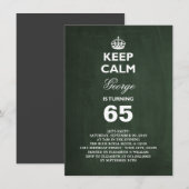 黒板 落ち着いて 65歳の面白い誕生日招待状 招待状 (正面/裏面)