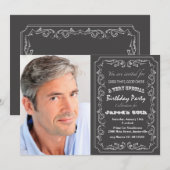 黒板 誕生日 写真 招待状 (正面/裏面)