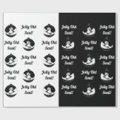 黒板 – 雪だるま – 黒/白 ラッピングペーパー (フラット)