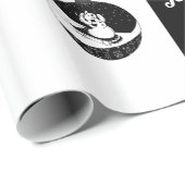 黒板 – 雪だるま – 黒/白 ラッピングペーパー (ロールコーナー)