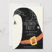 黒板 魔女の帽子 衣装 ハロウィン 誕生日 招待状 (正面)