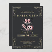 黒板 黒と金 墓 RIP ハロウィン 招待状 (正面/裏面)
