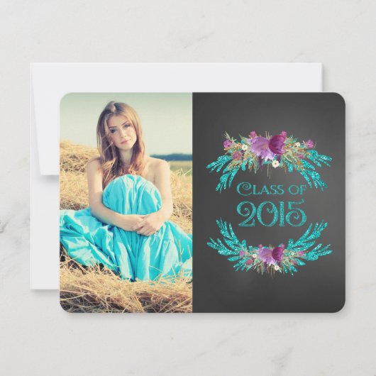 黒板 2015年卒業式 招待状 (正面)