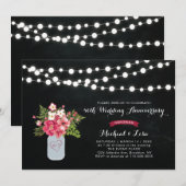 黒板 40周年 結婚記念日 招待状 (正面/裏面)