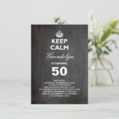 黒板 Keep Calm 面白い 50歳の誕生日招待状 招待状 (スタンド正面)