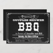 黒板BBQのバーベキューの夏の白黒の招待 招待状 (正面/裏面)
