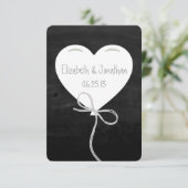 黒板RSVPのハートの気球 出欠カード (スタンド正面)