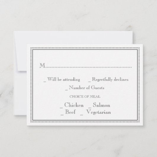 黒板RSVPの結婚式の招待状 出欠カード (正面)