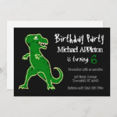 黒板T-レックス恐竜誕生日招待状 招待状 (正面/裏面)