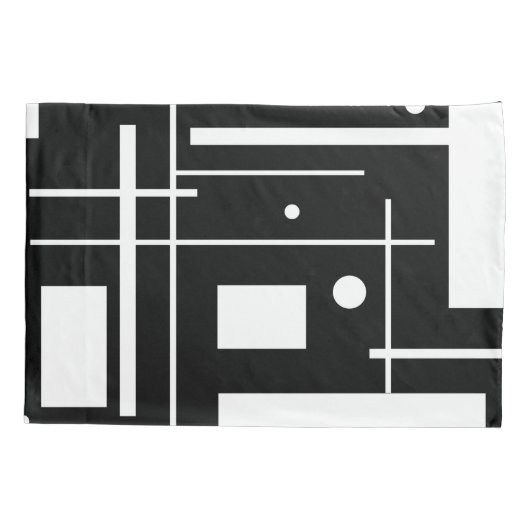 黒枕箱の白い幾何学模様 枕カバー (裏面)