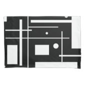 黒枕箱の白い幾何学模様 枕カバー (正面)