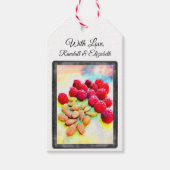 黒枠のラズベリーとアルモンズの水彩 ギフトタグ (正面)