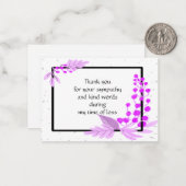 黒枠の紫の植物サンキューカード ノートカード (正面/裏面インサイチュ)