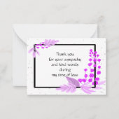 黒枠の紫の植物サンキューカード ノートカード (正面)