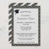 黒枠ディナーキャップグレー卒業 招待状 (正面/裏面)